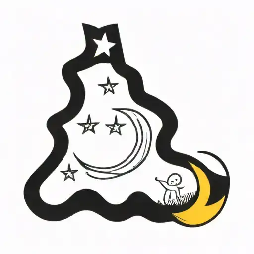 Moon And Connpass And Sea And Star