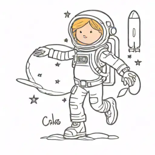 Girlfriend Name Chloe In Simple Font With Astronaut And Space Elements