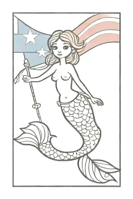 Mermaid With Puerto Rico Flag As Tail
