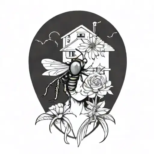 House Fly With A Flower Bouquet In Mouth