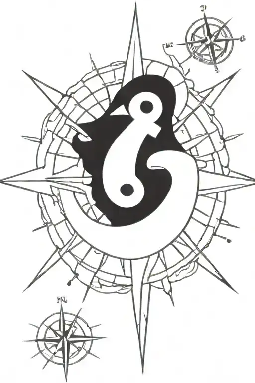 Compass Rose With Anchor