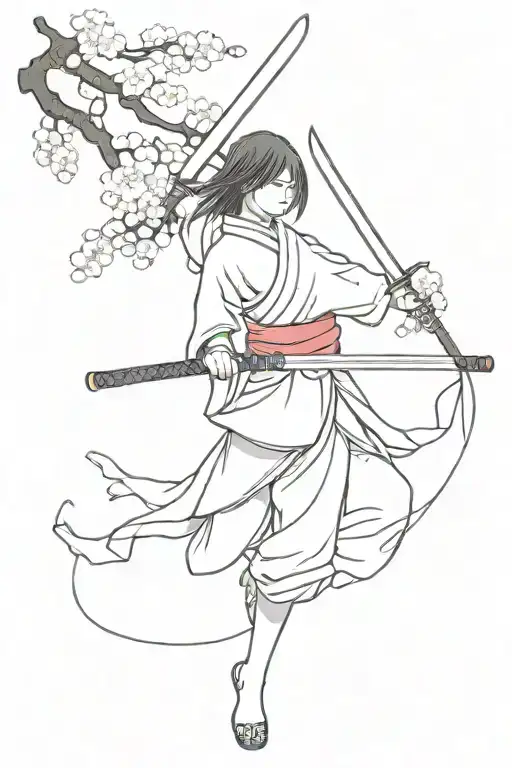 Katana And Cherry Blossom