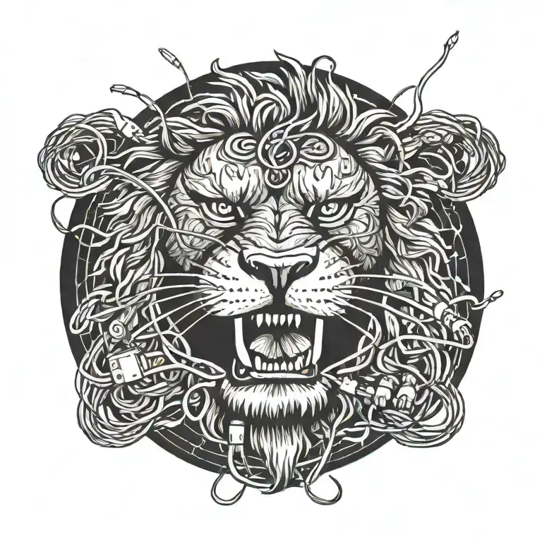 Lion Biting Extension Cord With Plugin