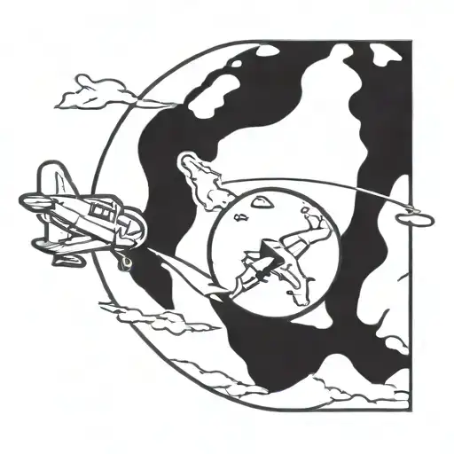 Globe With Plane And Larkspur Flower