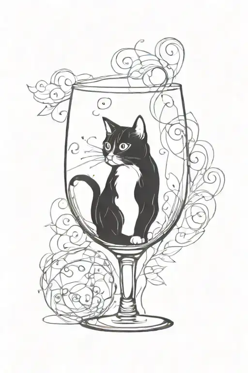 A Cat Looking Through Wine Glass