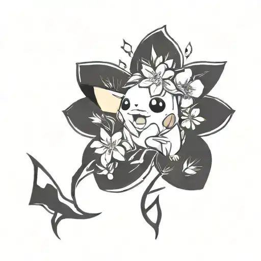 Pikachu With Sakura Blossom On Head