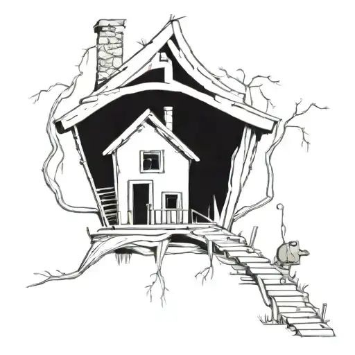 Baba Yaga House With A Frog Growing From The House