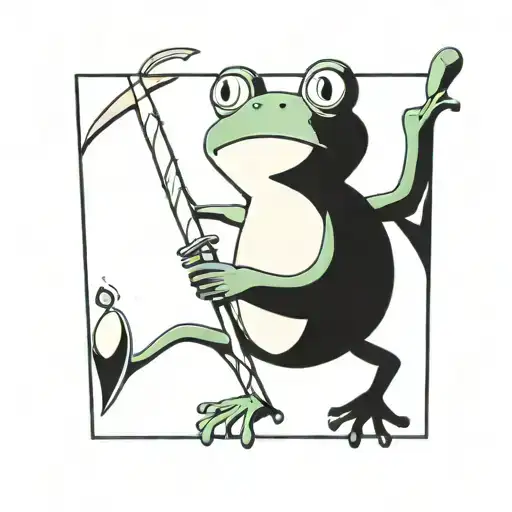 Frog Holding Sword With Lemons
