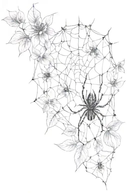 Beautiful Spider Web Enthralled Within Vines And Lilys Without Spider