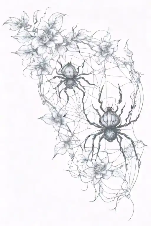 Beautiful Spider Web Enthralled Within Vines And Lilys Without Spider