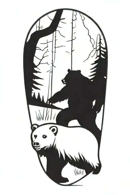 Forest With Bear Walking