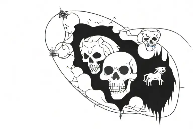 Skull And Wolf Surrounded