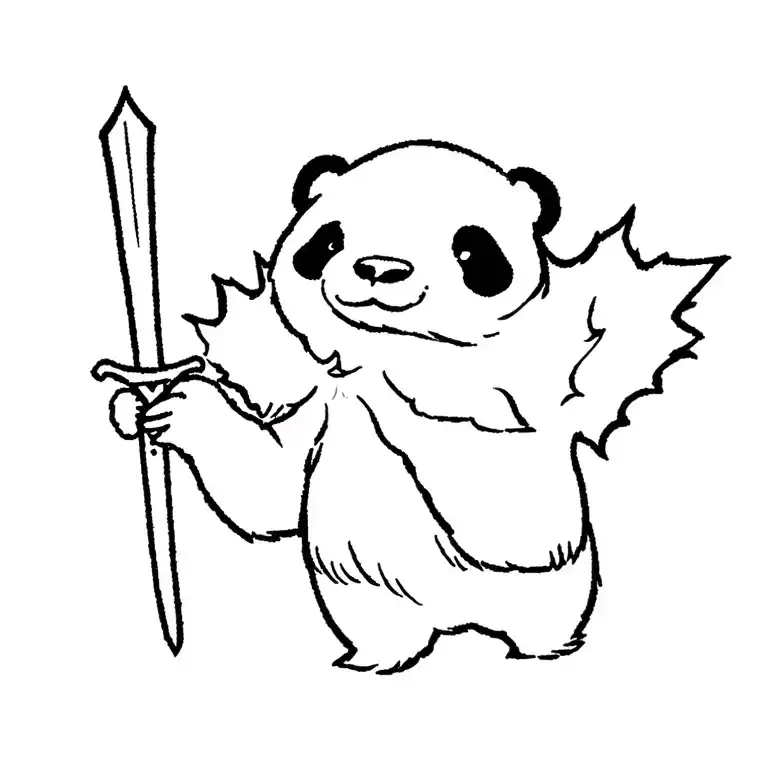 Panda Holding Sword Embedded Inside A Sugar Maple