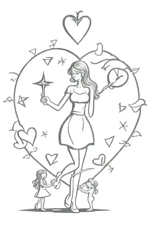 Six Heart Shaped Clocks Surrounding Mother Fairy