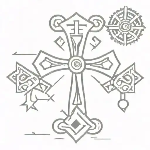 Cross With Aztec Symbols