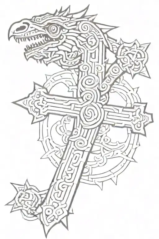 Cross With Quetzalcoatl Wrapping