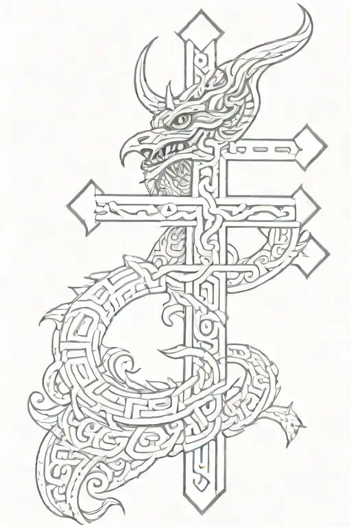 Quetzalcoatl Wrapping Around A Cross