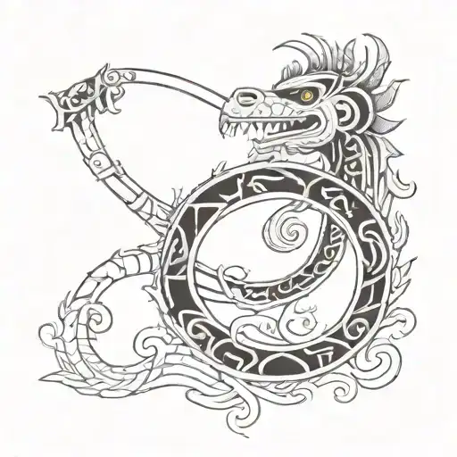 Quetzalcoatl Wrapping Around A Cross