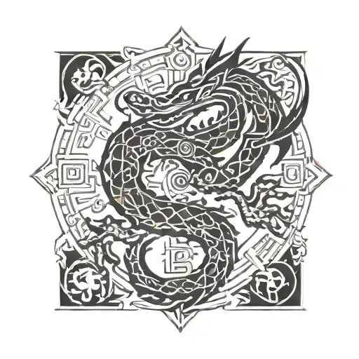 Cross With Aztec Dragon Wrapped Round