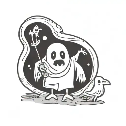 Cartoon Ghost Holding