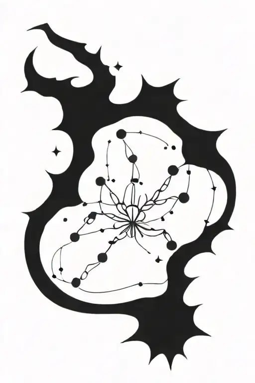 Scorpio Constellation With Stars Around And Planets