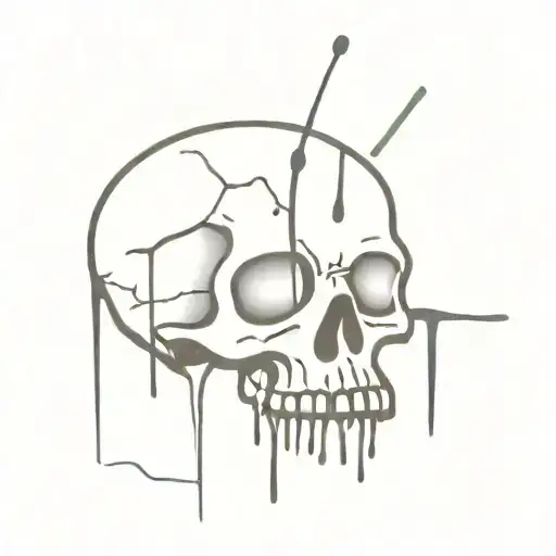 Half A Skull With Paint Drips
