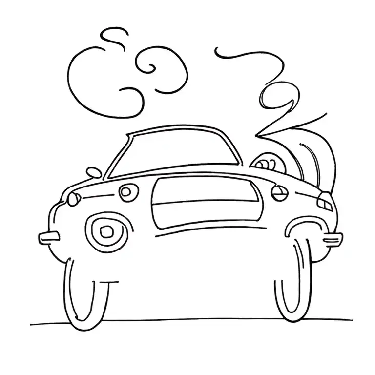 Steam And Car Silhouette