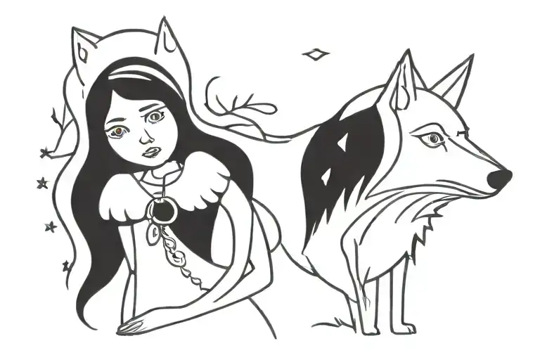 Nordic Girl With Wolf