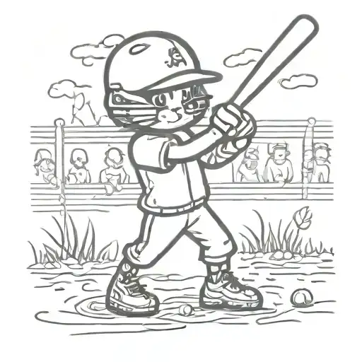 Cat Baseball Player At Bat