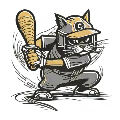 Cat Baseball Player Catching Grounder