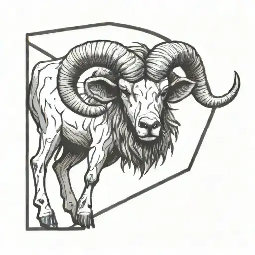 Aries In Half Realistic And Half Geometric Style