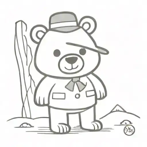Cartoon Bear With Felt Hat
