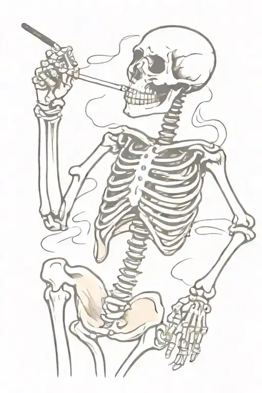 Skeleton Smoking A Cigarette