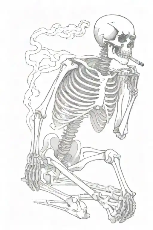 Skeleton Smoking A Cigarette