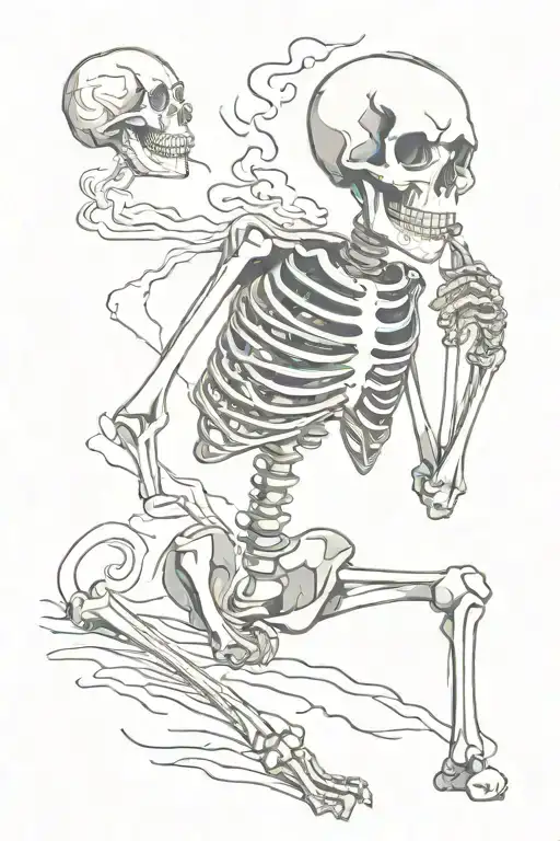 Skeleton Smoking A Cigarette