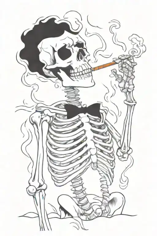 Skeleton Smoking A Cigarette