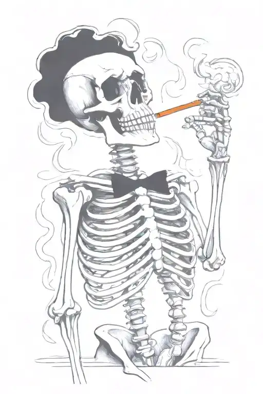 Skeleton Smoking A Cigarette