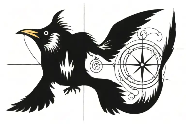 Compass Crow Flying