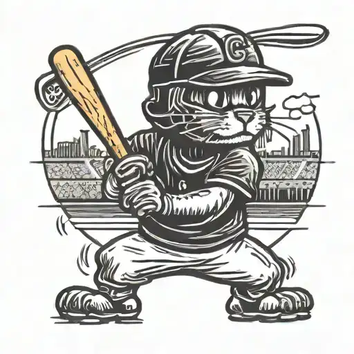 Cat Baseball Player At Bat