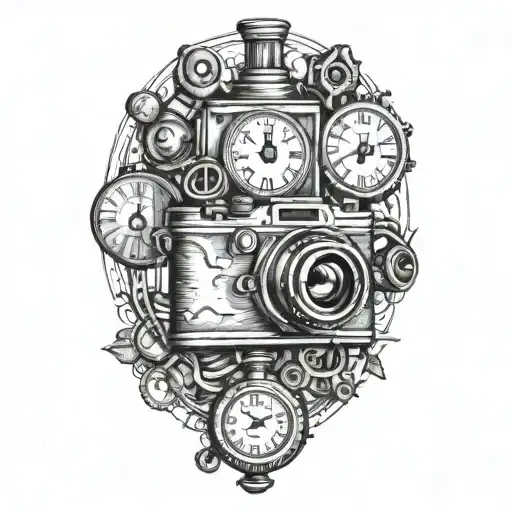 Camera With 3 Pocket Watch Surrounded