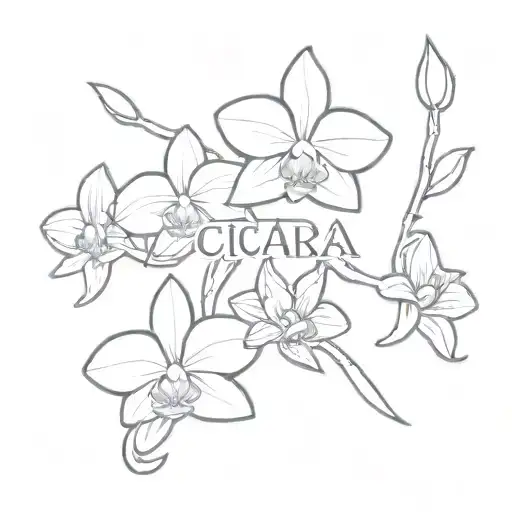 First Name Ciara With Orchid Flowers