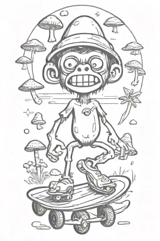 Mushroom Stoned Ape Skateboard Ufo