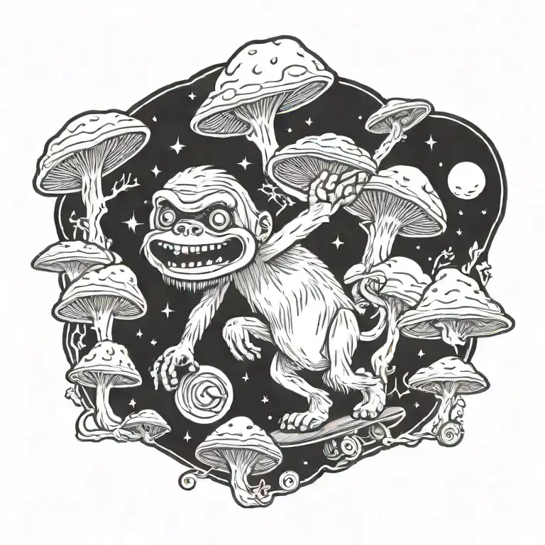 Mushroom Stoned Ape Skateboard Ufo