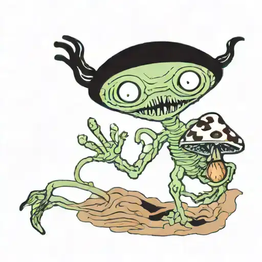 Alien Holding A Mushroom