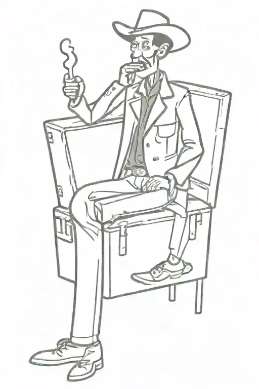 Cowboy In A Casket Smoking Cigarette