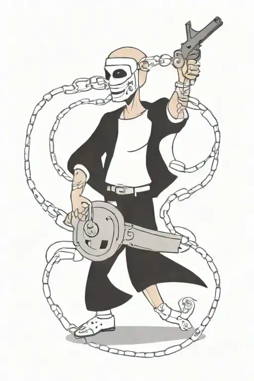 Masked Man Gun Handcuffs Justice