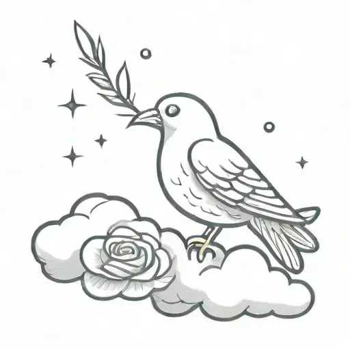 Rose Dove Clouds In The Background