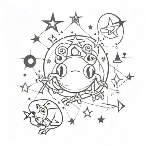 An Intricate Design With Whimsical Gothic Motifs Like Stars And Toads