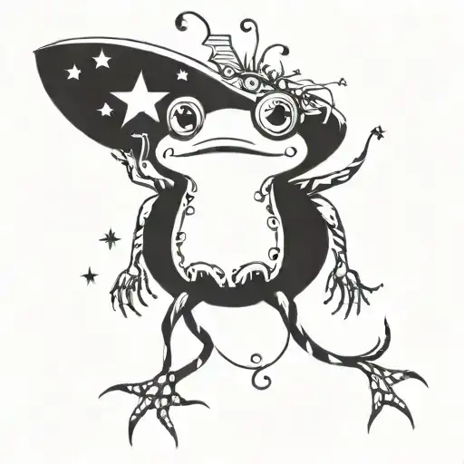 An Intricate Design With Whimsical Gothic Motifs Like Stars And Toads