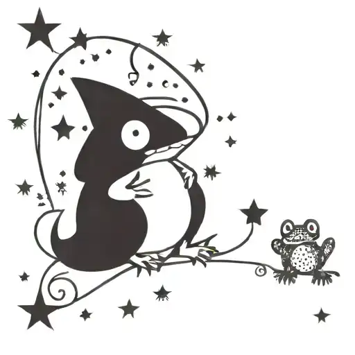 An Intricate Design With Whimsical Gothic Motifs Like Stars And Toads